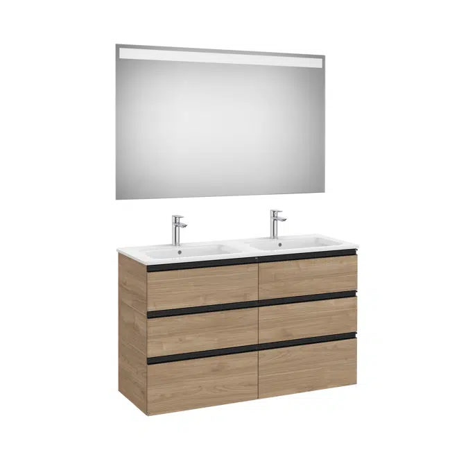 THE GAP 1200 Pack (base unit 6 drawers, double bowl basin and LED mirror)