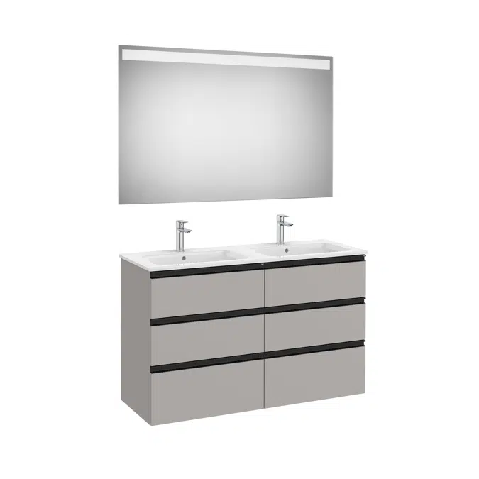 THE GAP 1200 Pack (base unit 6 drawers, double bowl basin and LED mirror)
