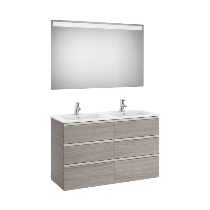 THE GAP 1200 Pack (base unit 6 drawers, double bowl basin and LED mirror)