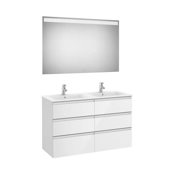 THE GAP 1200 Pack (base unit 6 drawers, double bowl basin and LED mirror)