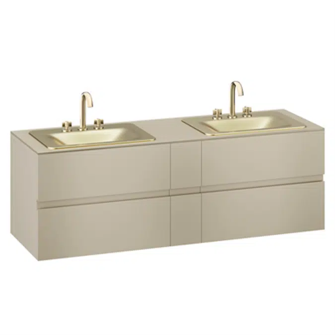 ARMANI - BAIA 1800 mm wall-hung furniture for 2 countertop washbasins and deck-mounted basin mixers