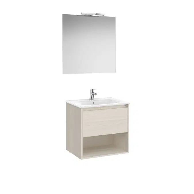 Tenor  Pack - base unit with one drawer, bottom shelf, basin, mirror and LED spotlight