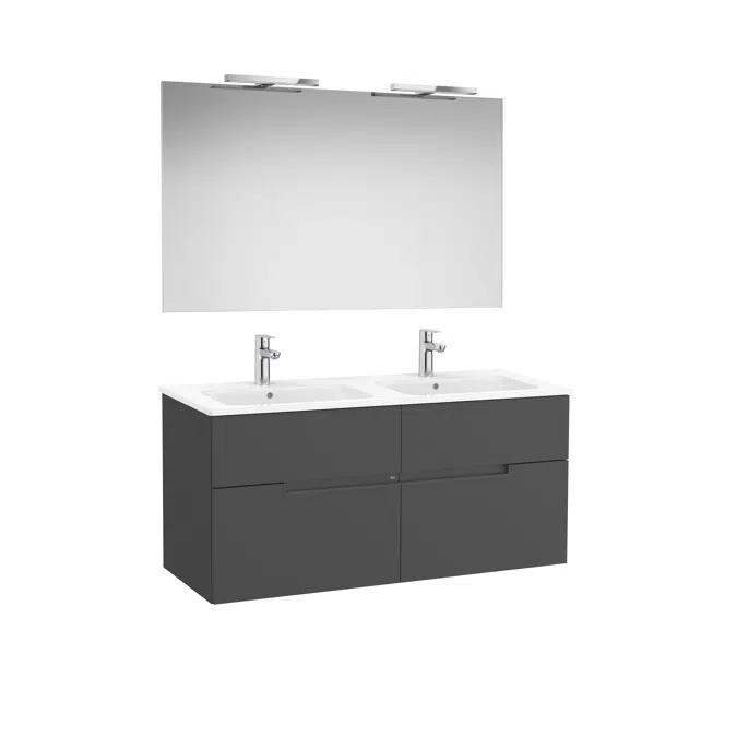 Victoria-N. Pack - base unit with four drawers, double basin, Luna mirror and Starlight LED spotlight
