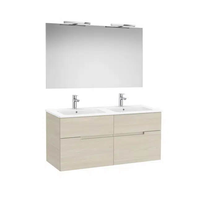 Victoria-N. Pack - base unit with four drawers, double basin, Luna mirror and Starlight LED spotlight