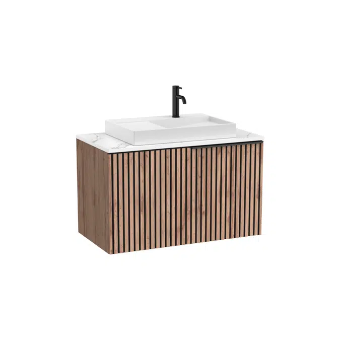 Horizon Unik (base unit with one drawer, veined marble countertop and View over countertop basin)