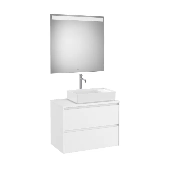 ONA Pack (base unit for over countertop right hand basin with two drawers and LED mirror)