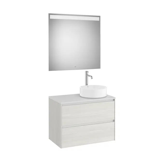ONA Pack (base unit for over countertop right hand basin with two drawers and LED mirror)