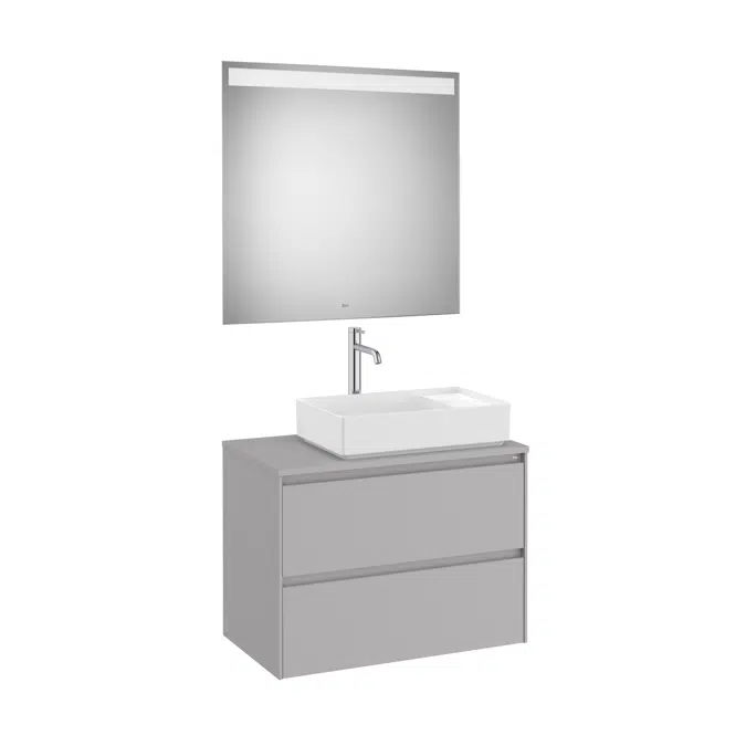 ONA Pack (base unit for over countertop right hand basin with two drawers and LED mirror)