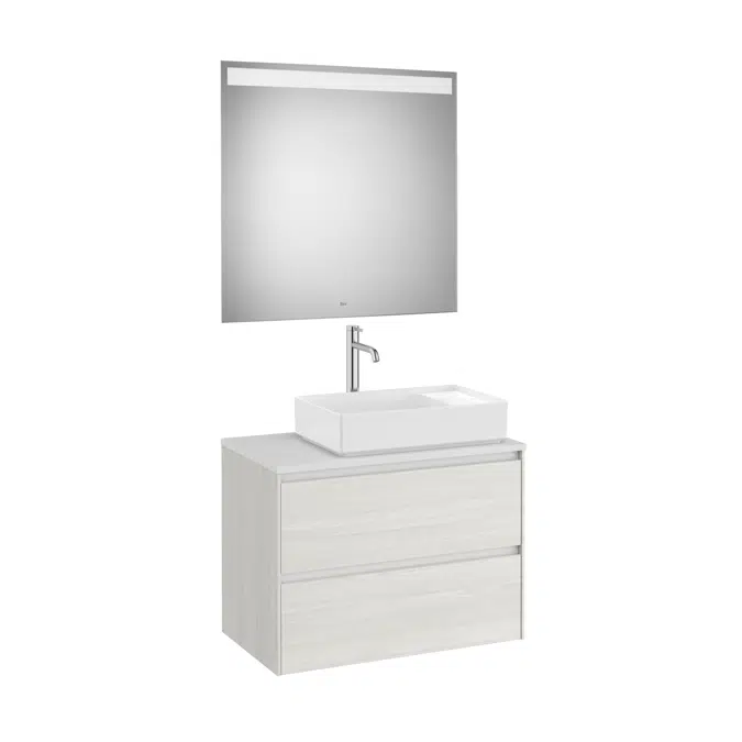ONA Pack (base unit for over countertop right hand basin with two drawers and LED mirror)