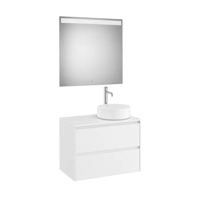 ONA Pack (base unit for over countertop right hand basin with two drawers and LED mirror)