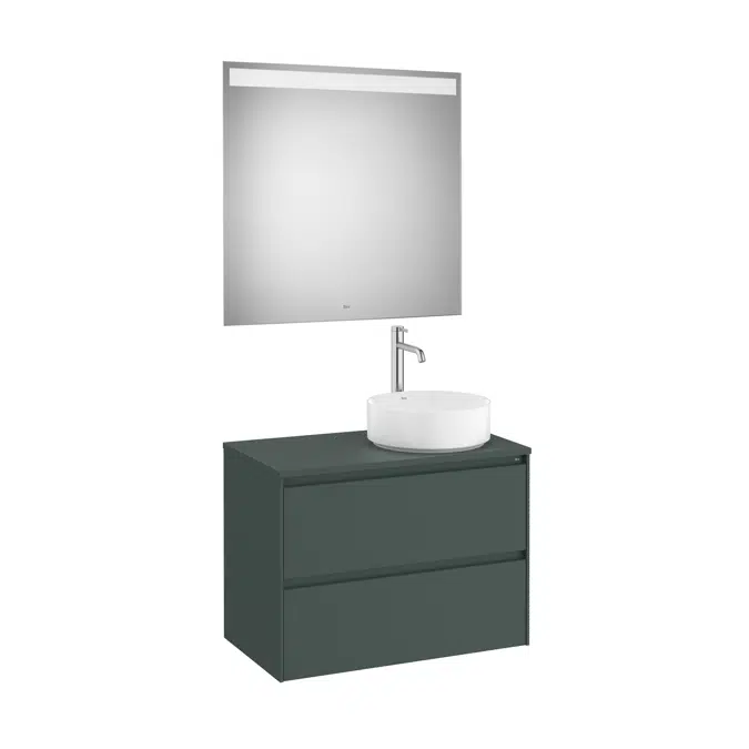 ONA Pack (base unit for over countertop right hand basin with two drawers and LED mirror)