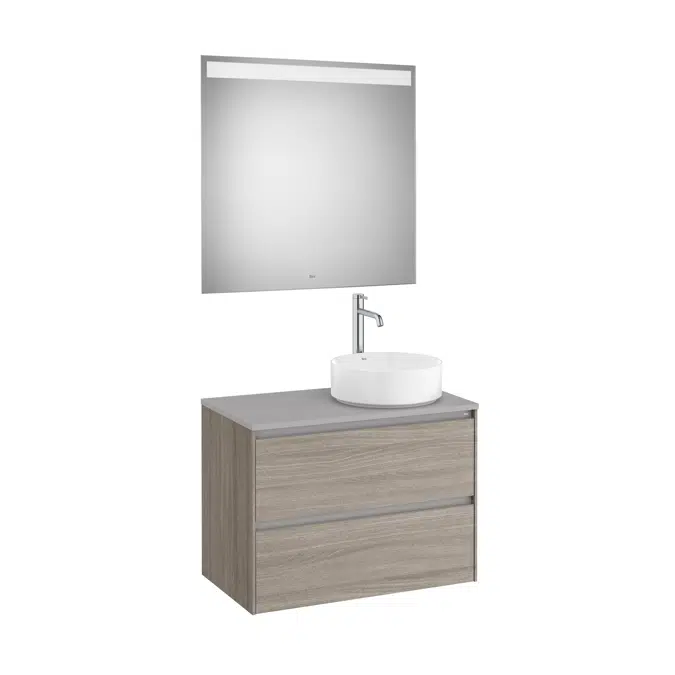 ONA Pack (base unit for over countertop right hand basin with two drawers and LED mirror)