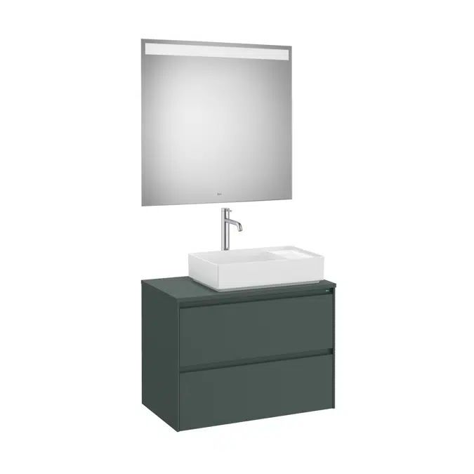 ONA Pack (base unit for over countertop right hand basin with two drawers and LED mirror)