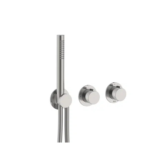 T-Multi Built-in thermostatic shower mixer (2 ways) with  stick hand-shower, swivel wall bracket and 1.70 m PVC shower flexible hose