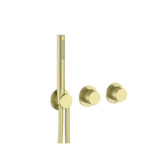 T-Multi Built-in thermostatic shower mixer (2 ways) with  stick hand-shower, swivel wall bracket and 1.70 m PVC shower flexible hose