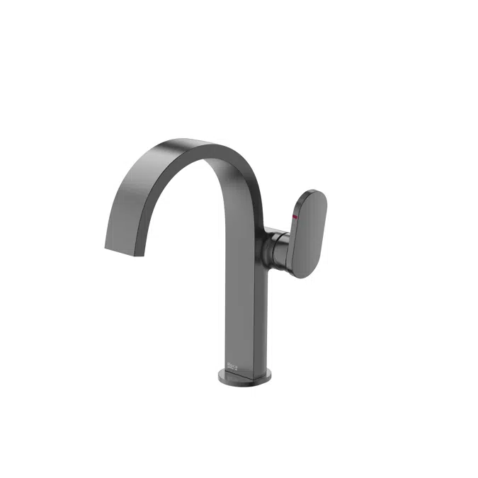 Kay - Basin mixer with side handle, smooth body and click-clack waste. Includes flexible supply hoses. Cold Start. L-Size.