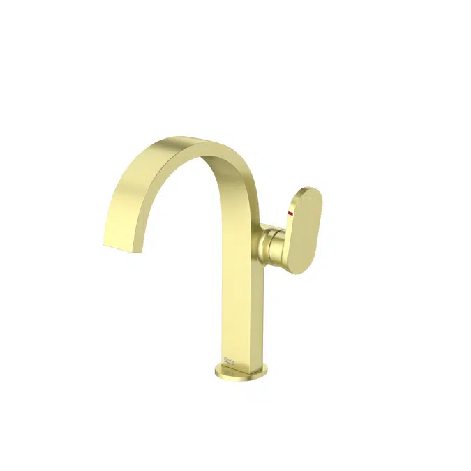 Kay - Basin mixer with side handle, smooth body and click-clack waste. Includes flexible supply hoses. Cold Start. L-Size.