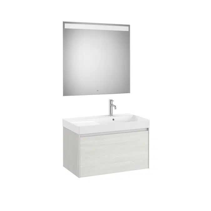 ONA Pack (base unit with one drawer, right hand basin and LED mirror)