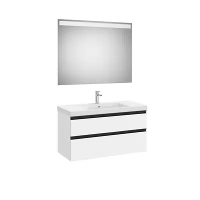billede til The Gap Pack (base unit with two drawers for centred over countertop basin and Eidos LED mirror)