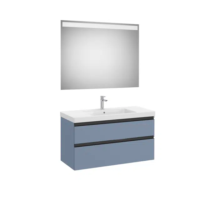 The Gap Pack (base unit with two drawers for centred over countertop basin and Eidos LED mirror)