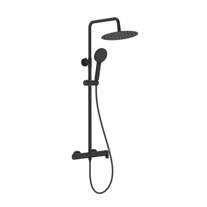 Vega Plus  Round  Single-lever shower column adjustable in height  Shower-head ø250 mm, 1 50 m metallic flexible hose and Stella 100/3F hand-shower