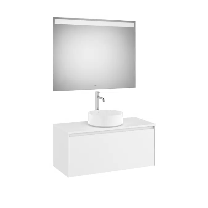 ONA Pack (base unit for over countertop basin with one drawer and LED mirror)