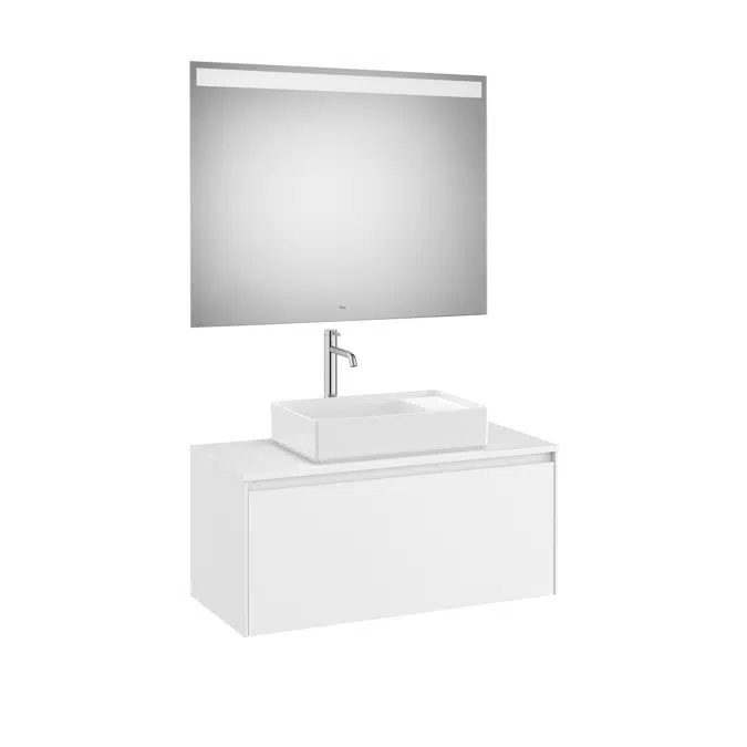 ONA Pack (base unit for over countertop basin with one drawer and LED mirror)