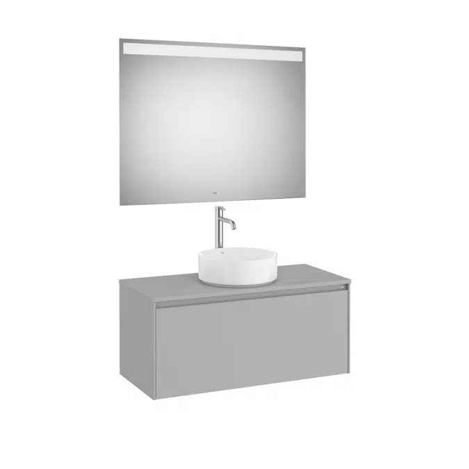 ONA Pack (base unit for over countertop basin with one drawer and LED mirror)