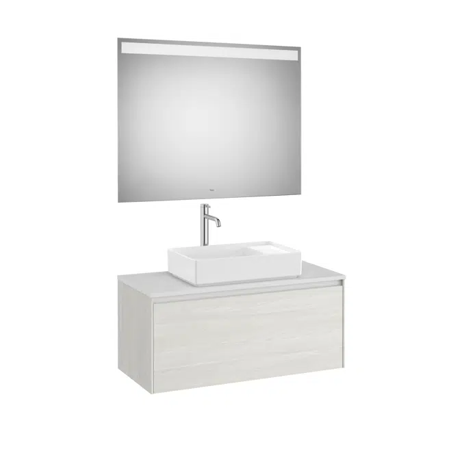 ONA Pack (base unit for over countertop basin with one drawer and LED mirror)