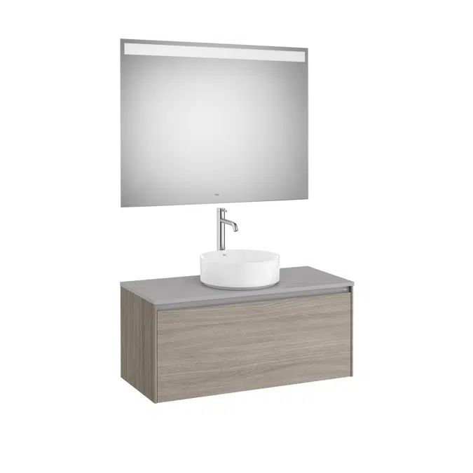 ONA Pack (base unit for over countertop basin with one drawer and LED mirror)