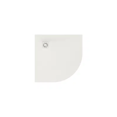 afbeelding voor Terran Stonex® corner shower tray. Antislip surface. Gravel texture. Extraslim. Includes high-flow drain of 80 mm height and grid matching the colour of the shower tray