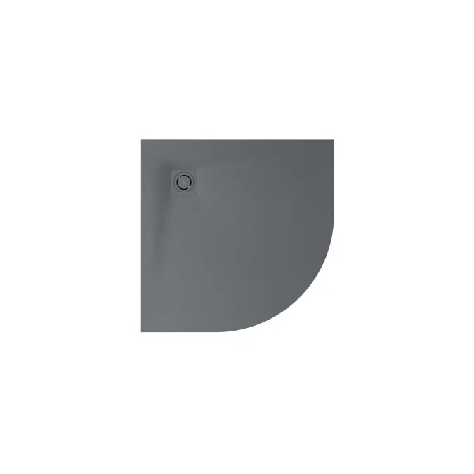 Terran Stonex® corner shower tray. Antislip surface. Gravel texture. Extraslim. Includes high-flow drain of 80 mm height and grid matching the colour of the shower tray
