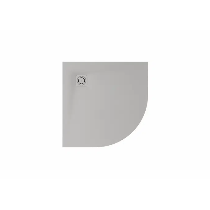 Terran Stonex® corner shower tray. Antislip surface. Gravel texture. Extraslim. Includes high-flow drain of 80 mm height and grid matching the colour of the shower tray