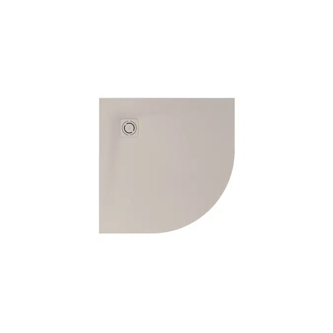Terran Stonex® corner shower tray. Antislip surface. Gravel texture. Extraslim. Includes high-flow drain of 80 mm height and grid matching the colour of the shower tray