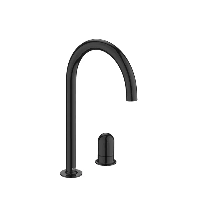 Nu  Basin mixer smooth body, deck-mounted and lateral handle - 2 holes - and Dome handle  L-SIZE