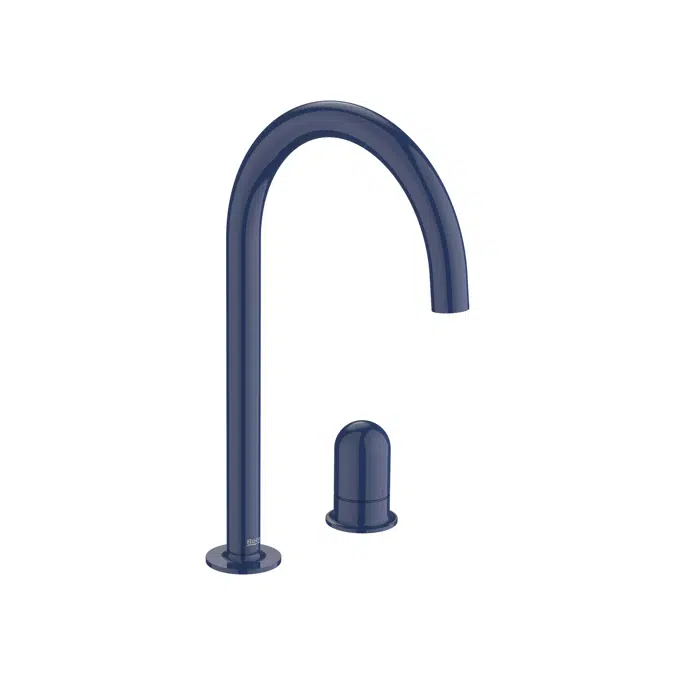 Nu  Basin mixer smooth body, deck-mounted and lateral handle - 2 holes - and Dome handle  L-SIZE