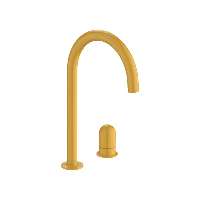 Nu  Basin mixer smooth body, deck-mounted and lateral handle - 2 holes - and Dome handle  L-SIZE