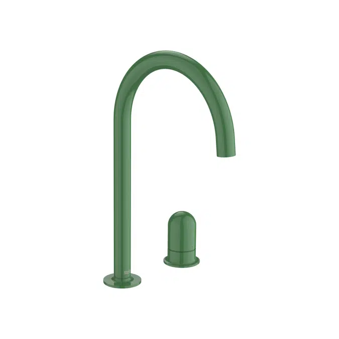 Nu  Basin mixer smooth body, deck-mounted and lateral handle - 2 holes - and Dome handle  L-SIZE