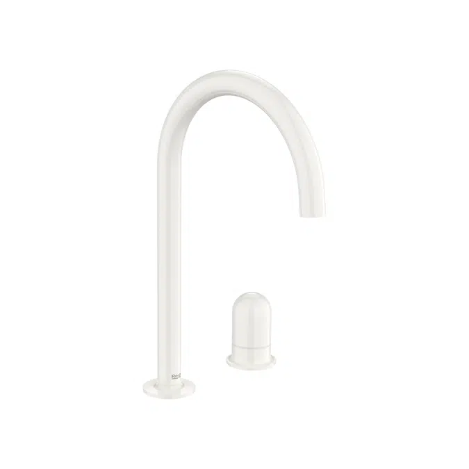Nu  Basin mixer smooth body, deck-mounted and lateral handle - 2 holes - and Dome handle  L-SIZE