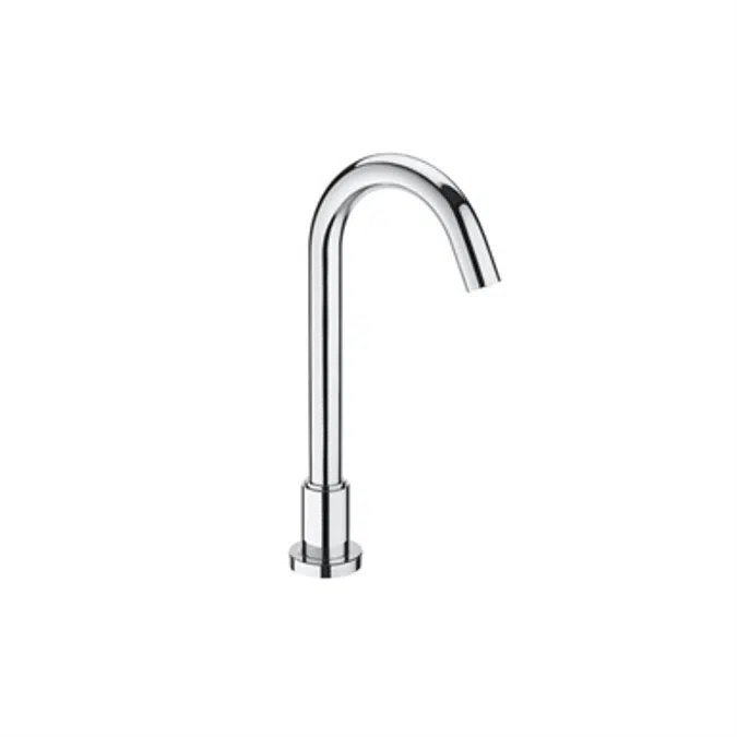 LOFT | LOFT-E Electronic high-neck basin faucet (one water) with sensor integrated in the spout. Powered by four 1.5V LRG (AA) alkaline batteries.