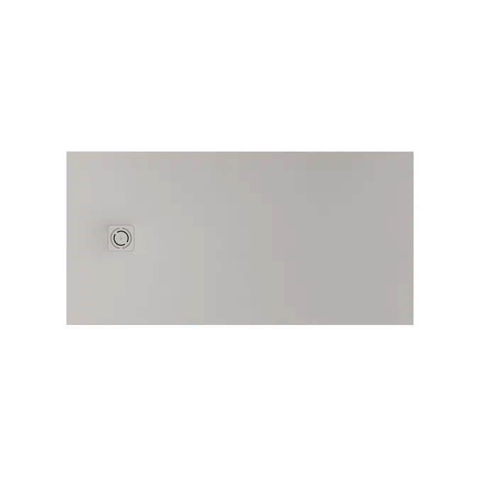 Terran Stonex® rectangular shower tray. Antislip surface. Gravel texture. Extraslim. Includes high-flow drain of 80 mm height and grid matching the colour of the shower tray