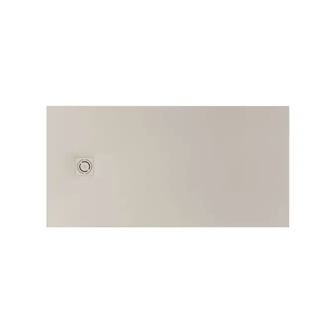 Terran Stonex® rectangular shower tray. Antislip surface. Gravel texture. Extraslim. Includes high-flow drain of 80 mm height and grid matching the colour of the shower tray