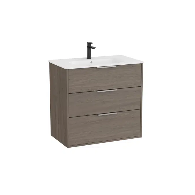 Optica Unik - Base unit with three drawers and ceramic basin