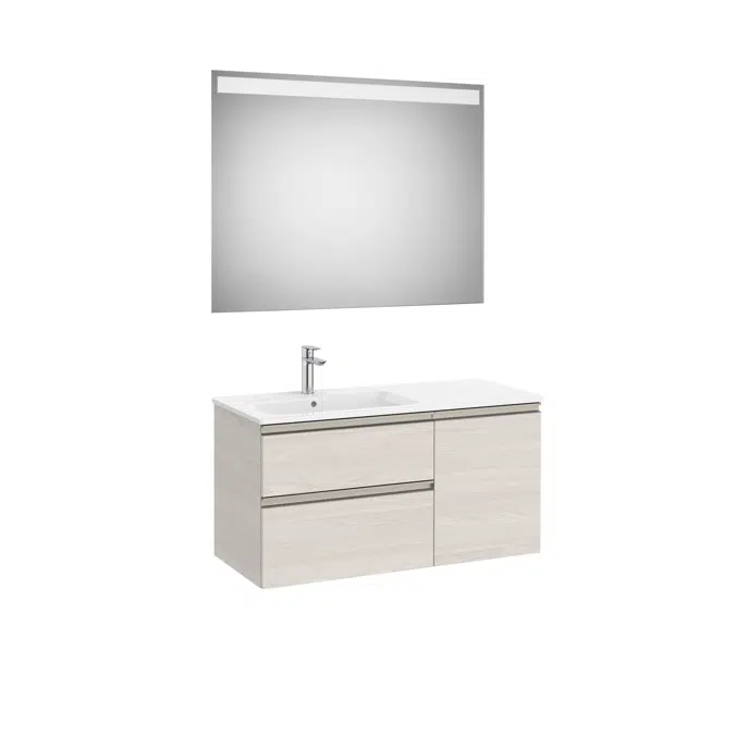 The Gap Pack (base unit with two drawers, one door, slim basin on the left and Eidos LED mirror)
