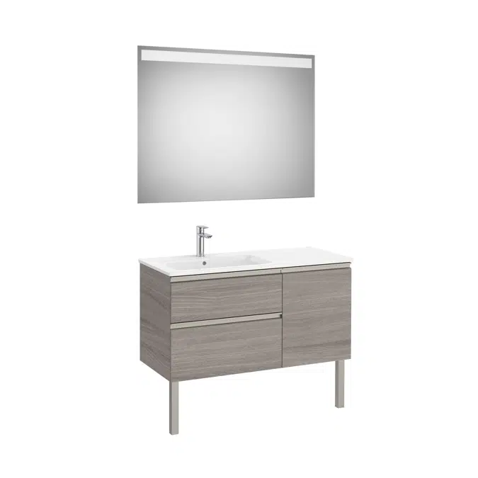 The Gap Pack (base unit with two drawers, one door, slim basin on the left and Eidos LED mirror)