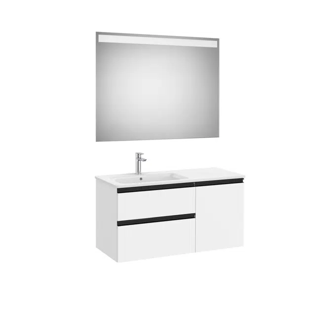 The Gap Pack (base unit with two drawers, one door, slim basin on the left and Eidos LED mirror)