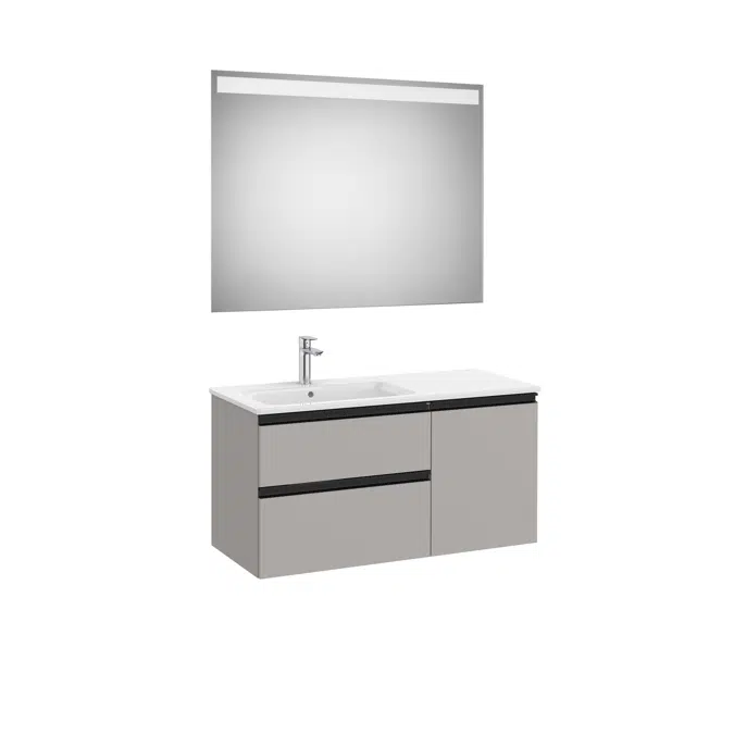 The Gap Pack (base unit with two drawers, one door, slim basin on the left and Eidos LED mirror)