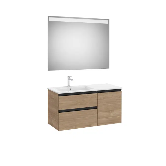 The Gap Pack (base unit with two drawers, one door, slim basin on the left and Eidos LED mirror)