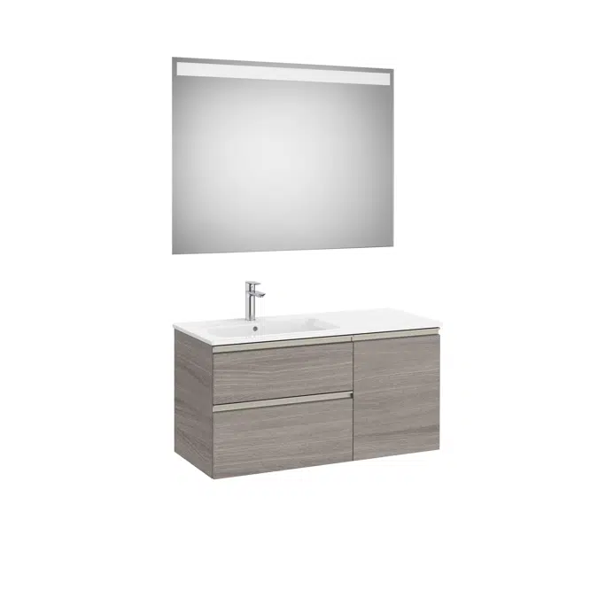 The Gap Pack (base unit with two drawers, one door, slim basin on the left and Eidos LED mirror)