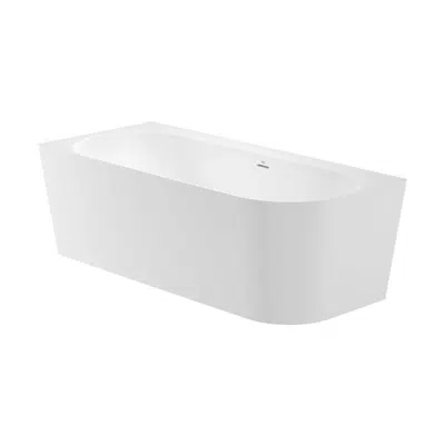 Image for Raina Asymmetric left corner STONEX® bath. Includes click-clack drain, trap and integrated overflow